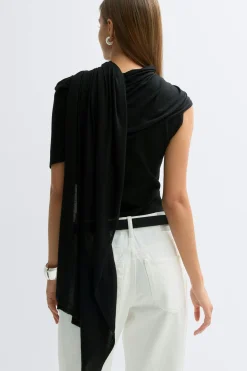 Knitted cape top - Schwarz - Dame - Gina Tricot