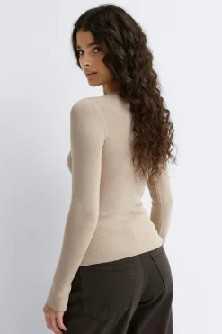 Knitted cardigan - Beige - Dame - Gina Tricot