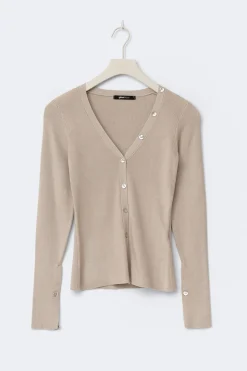 Knitted cardigan - Beige - Dame - Gina Tricot
