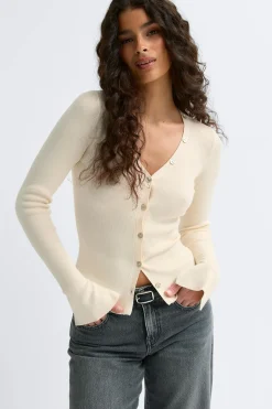 Knitted cardigan - Gelb - Dame - Gina Tricot