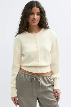 Knitted cardigan - Weiß - Dame - Gina Tricot