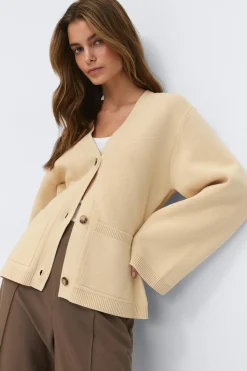 Knitted cotton cardigan - Gelb - Dame - Gina Tricot