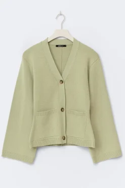 Knitted cotton cardigan - Grün - Dame - Gina Tricot
