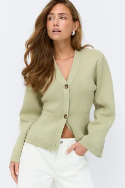 Knitted cotton cardigan - Grün - Dame - Gina Tricot