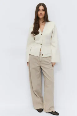 Knitted cotton cardigan - Weiß - Dame - Gina Tricot