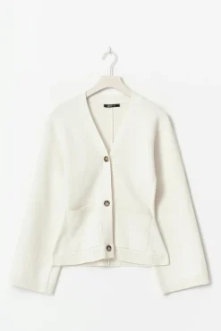 Knitted cotton cardigan - Weiß - Dame - Gina Tricot