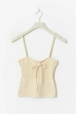Knitted cotton singlet - Gelb - Dame - Gina Tricot