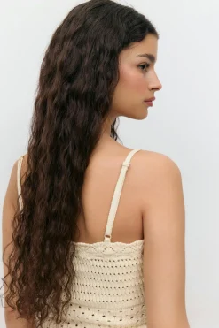 Knitted cotton singlet - Gelb - Dame - Gina Tricot