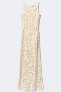 Knitted crochet dress - Weiß - Dame - Gina Tricot
