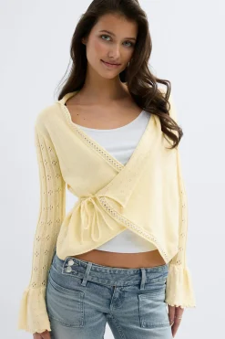 14+ knitted frill cardigan - Gelb - Gina Tricot