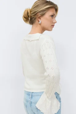 14+ knitted frill cardigan - Weiß - Gina Tricot