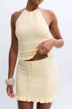 Knitted frill skirt - Gelb - Dame - Gina Tricot