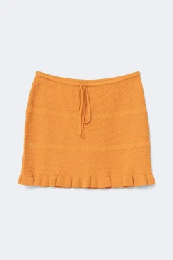 Knitted frill skirt - Orange - Dame - Gina Tricot