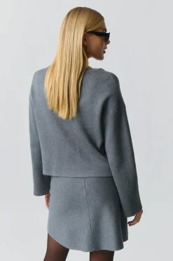 knitted jacquard skirt - Grau - Dame - Gina Tricot