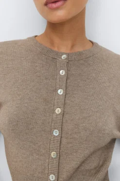 Knitted loungewear cardigan - Beige - Dame - Gina Tricot