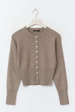 Knitted loungewear cardigan - Beige - Dame - Gina Tricot