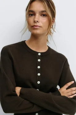 Knitted loungewear cardigan - Braun - Dame - Gina Tricot
