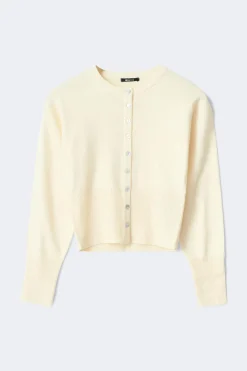 Knitted loungewear cardigan - Weiß - Dame - Gina Tricot