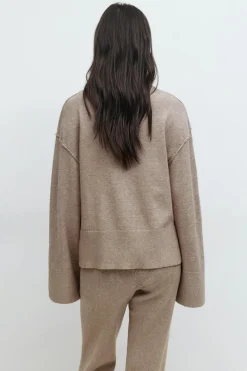 Knitted loungewear sweater - Beige - Dame - Gina Tricot
