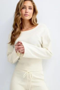 Knitted loungewear top - Weiß - Dame - Gina Tricot