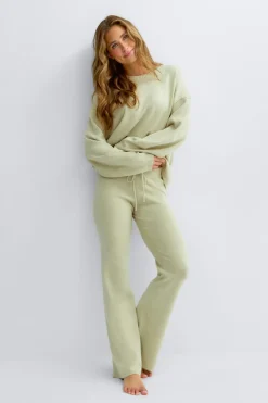 Knitted loungewear trousers - Grün - Dame - Gina Tricot