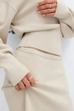 Knitted mini skirt - Beige - Dame - Gina Tricot
