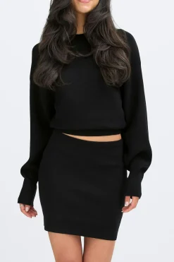 Knitted mini skirt - Schwarz - Dame - Gina Tricot