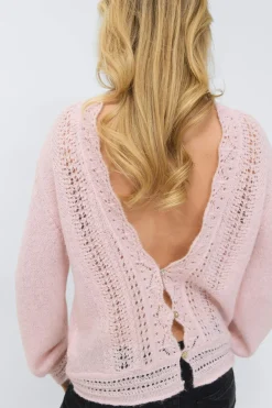 14+ knitted open back sweater - Rosa - Gina Tricot