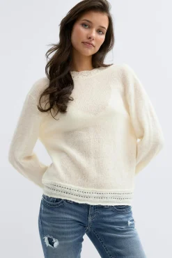 14+ knitted open back sweater - Weiß - Gina Tricot