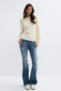 14+ knitted open back sweater - Weiß - Gina Tricot