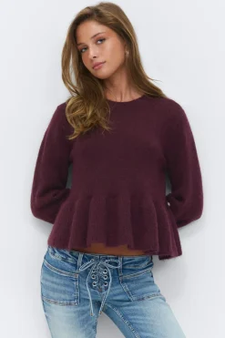 14+ knitted peplum sweater - Rot - Gina Tricot