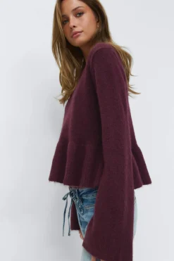 14+ knitted peplum sweater - Rot - Gina Tricot