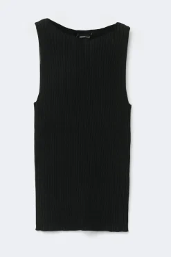 Knitted ribb singlet - Schwarz - Dame - Gina Tricot