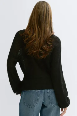 Knitted sheer cardigan - Schwarz - Dame - Gina Tricot
