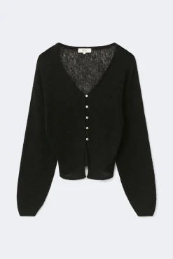 Knitted sheer cardigan - Schwarz - Dame - Gina Tricot