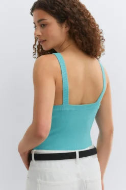 Knitted singlet - Blau - Dame - Gina Tricot