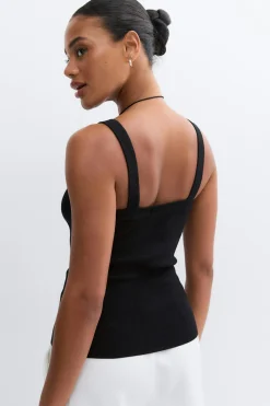 Knitted singlet - Schwarz - Dame - Gina Tricot