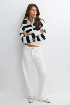 Knitted zip cardigan - Blau - Dame - Gina Tricot