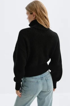 Knitted zip cardigan - Schwarz - Dame - Gina Tricot