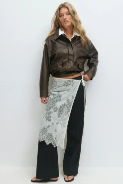 Lace apron skirt - Weiß - Dame - Gina Tricot