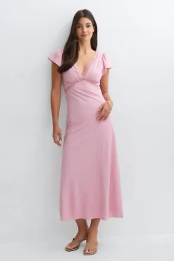 Lace detail midi dress - Rosa - Dame - Gina Tricot