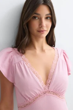 Lace detail midi dress - Rosa - Dame - Gina Tricot