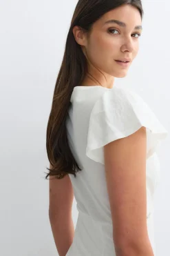 Lace detail midi dress - Weiß - Dame - Gina Tricot