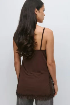 Lace detail singlet - Braun - Dame - Gina Tricot