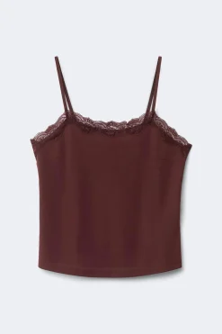 Lace detail singlet - Braun - Dame - Gina Tricot
