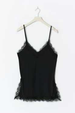 Lace detail singlet - Schwarz - Dame - Gina Tricot