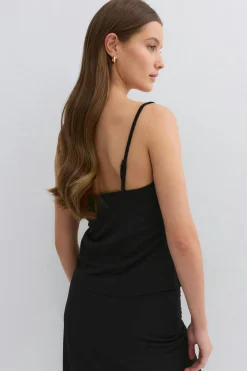 Lace detail singlet - Schwarz - Dame - Gina Tricot