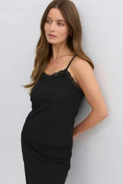 Lace detail singlet - Schwarz - Dame - Gina Tricot