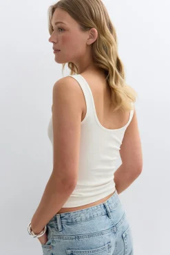 Lace detail singlet - Weiß - Dame - Gina Tricot
