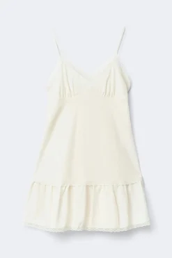 Lace detail strap dress - Weiß - Dame - Gina Tricot